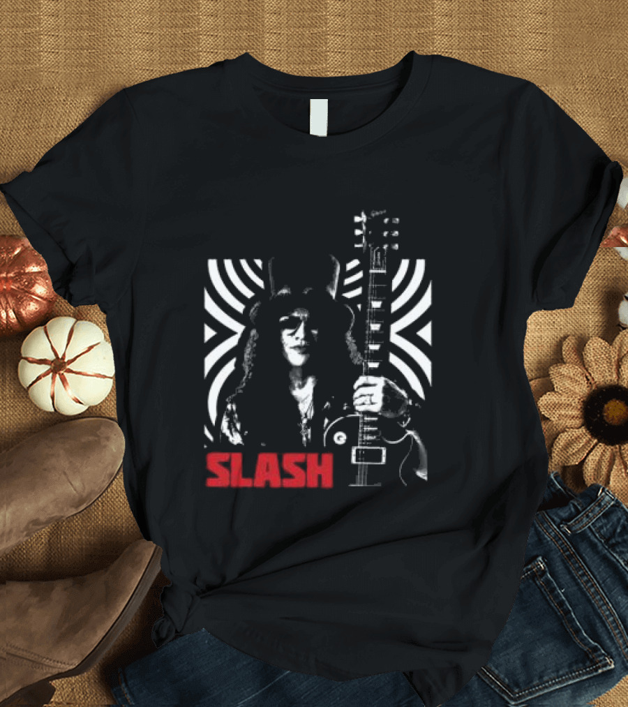SLASH Iconic Guitarist And Guitar Bold Classic Rock T-Shirt