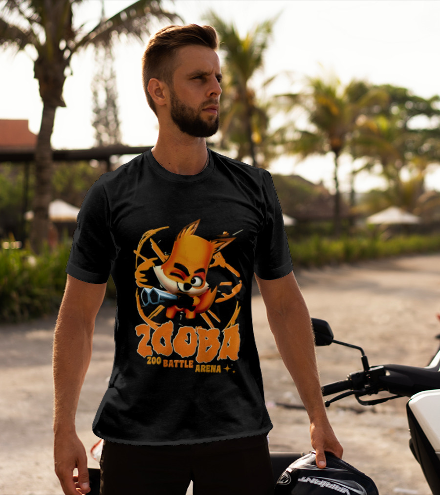 Zooba Zoo Battle Arena Fox Character With Orange And Blue T-Shirt
