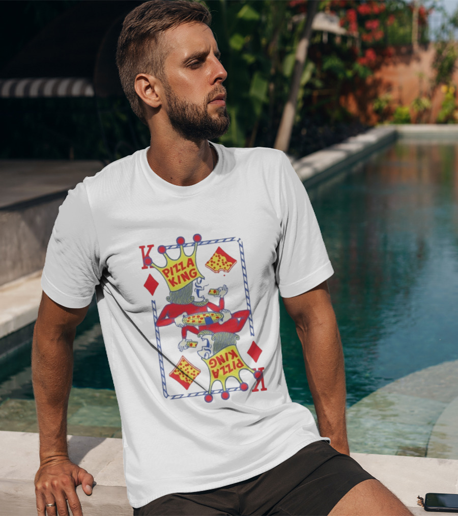 Pizza King Eating Pizza Playing Card K Diamonds T-Shirt
