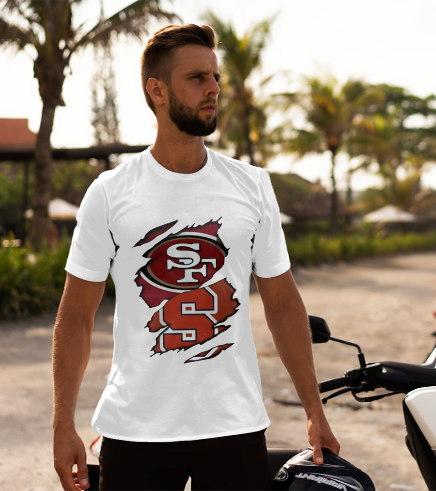 San Francisco 49ers SF Syracuse Orange S Ripped Logos T-Shirt