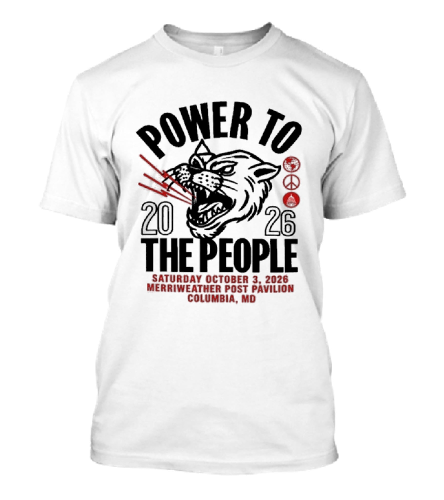 Power To The People Tom Morello Merriweather Post Pavilion Columbia MD October 3 2026 T-Shirt