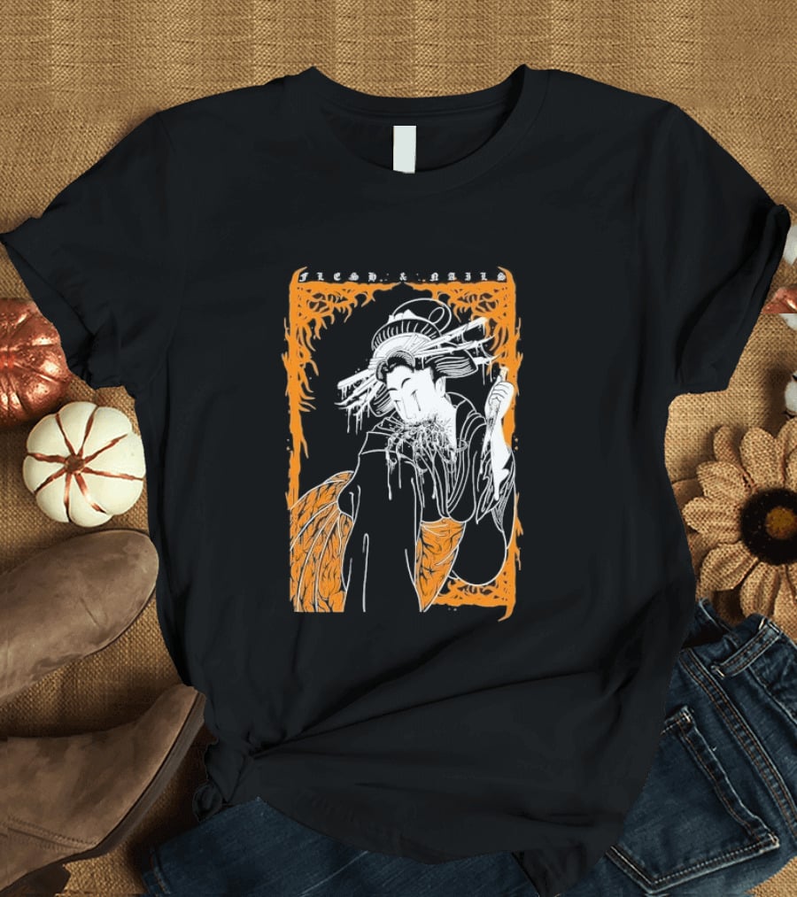 Distant Flesh And Falls Geisha Vintage Oriental Motif T-Shirt