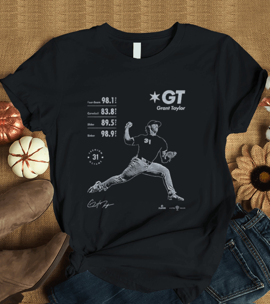 Grant Taylor GT Baseball Pitcher Statistics Graphic 31 T-Shirt
