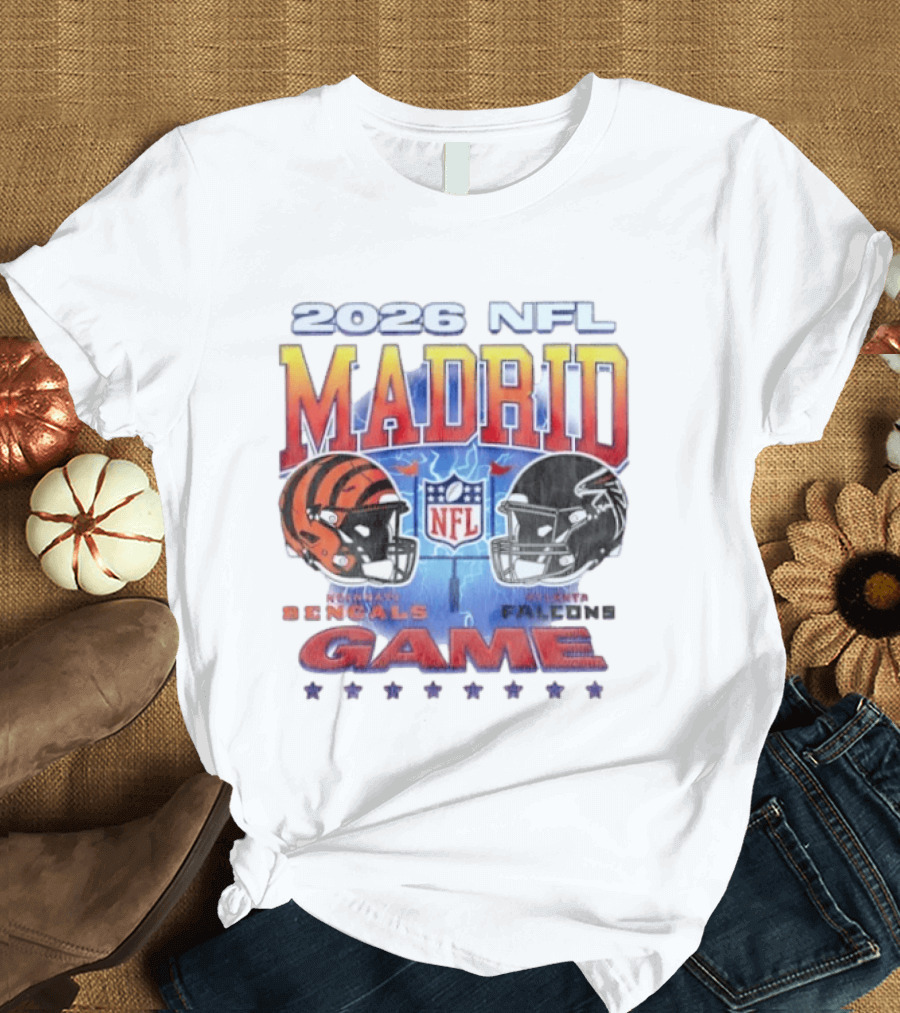 2026 NFL Madrid Game Cincinnati Bengals Vs Atlanta Falcons Matchup T-Shirt