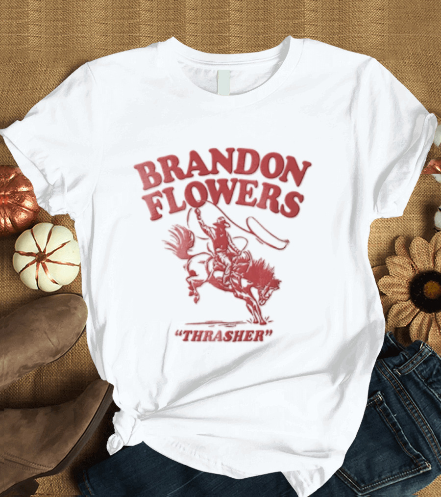 Brandon Flowers Kansas City Chiefs 24 Cowboy Riding Bucking Horse Lasso T-Shirt