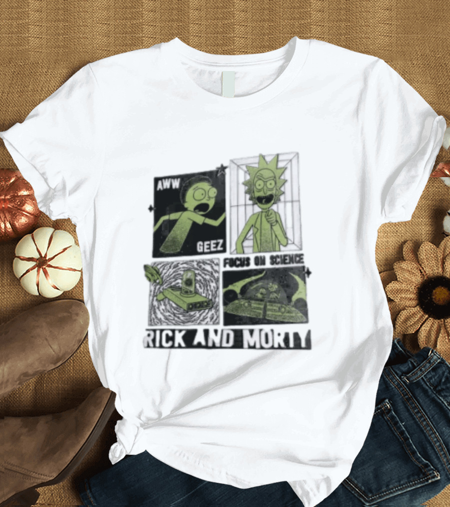 Aww Geez Rick And Morty Focus On Science Spaceship Portal T-Shirt