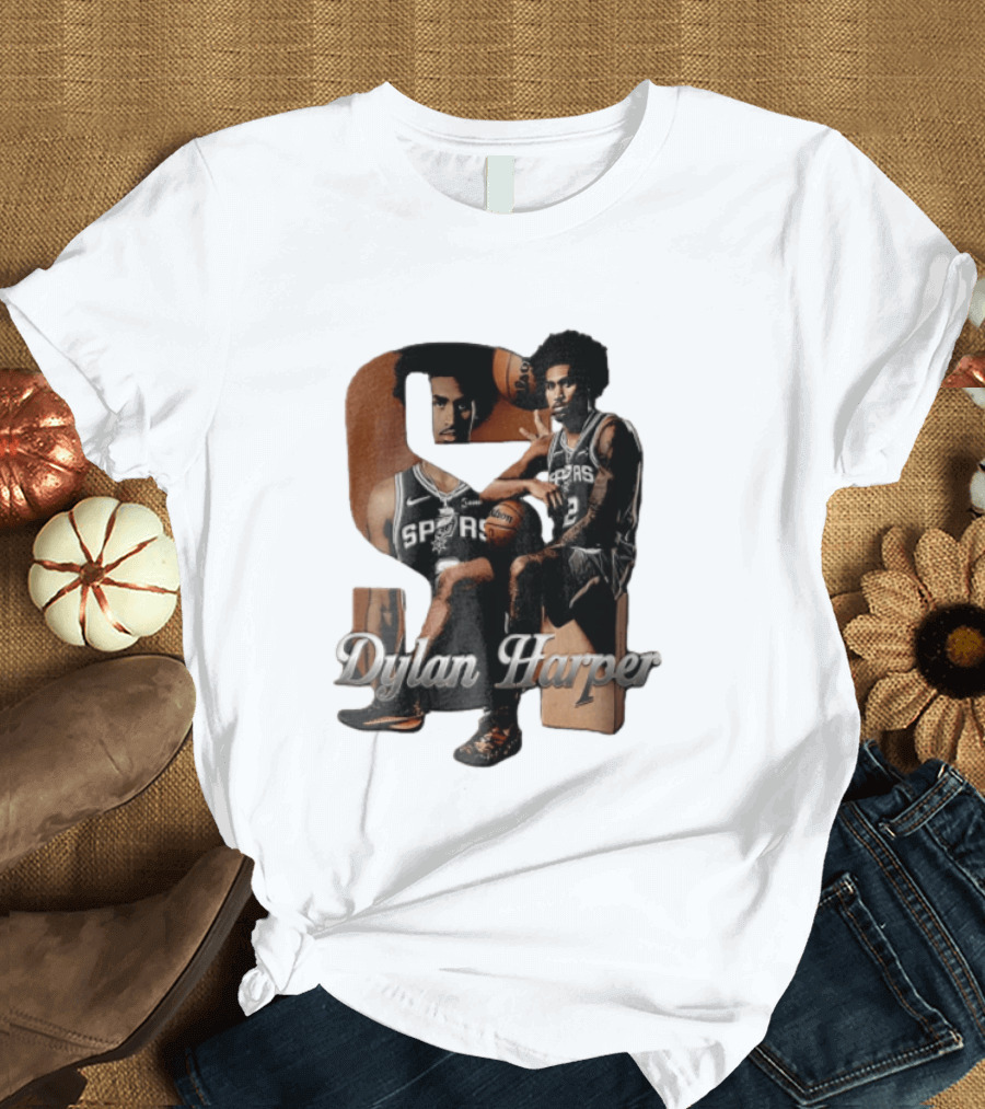 San Antonio Spurs Dylan Harper 2 Sitting Holding Basketball T-Shirt
