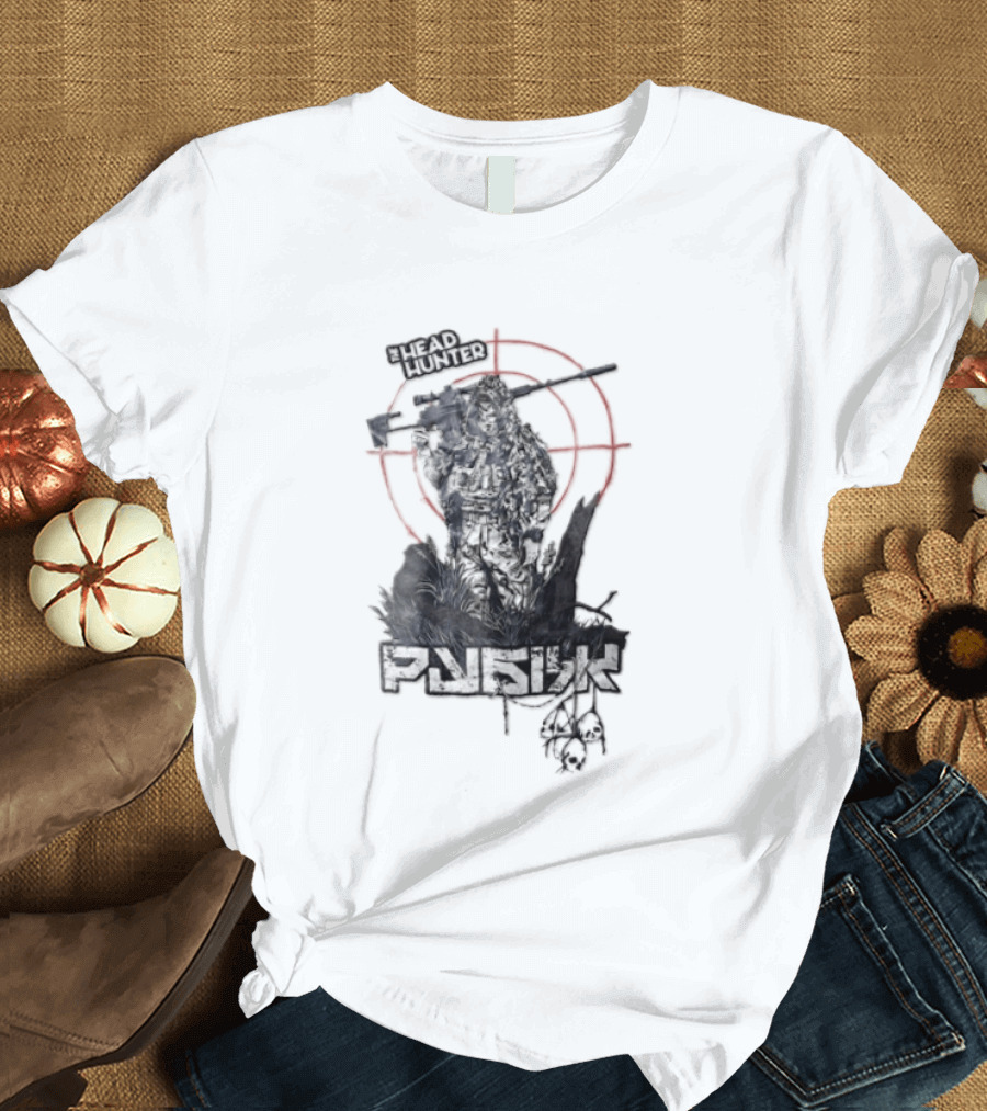 Punish Sniper Ghillie Suit Skulls Target Retro Hunter T-Shirt