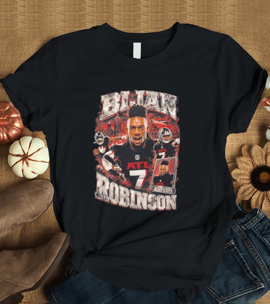 Bijan Robinson ATL Atlanta Falcons Number 7 Football Player Sports Collage T-Shirt