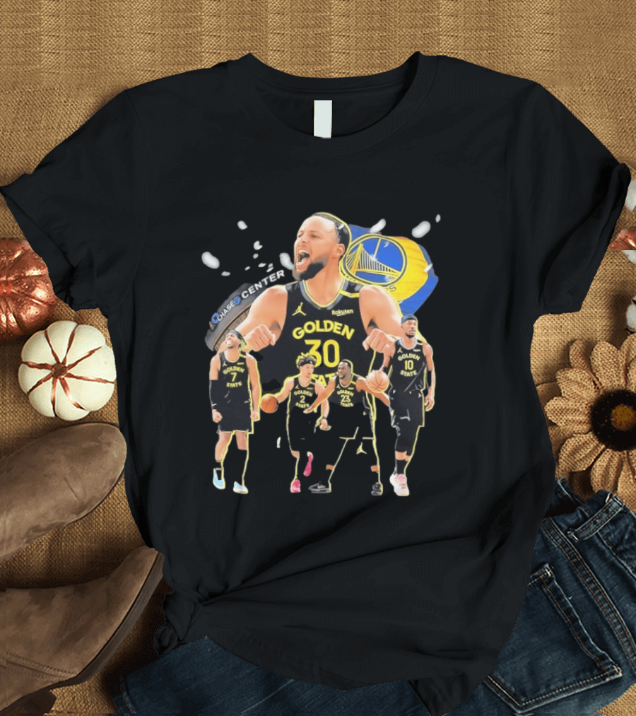 Golden State Warriors Players Collage Chase Center Basketball Team Number 30 23 10 7 T-Shirt