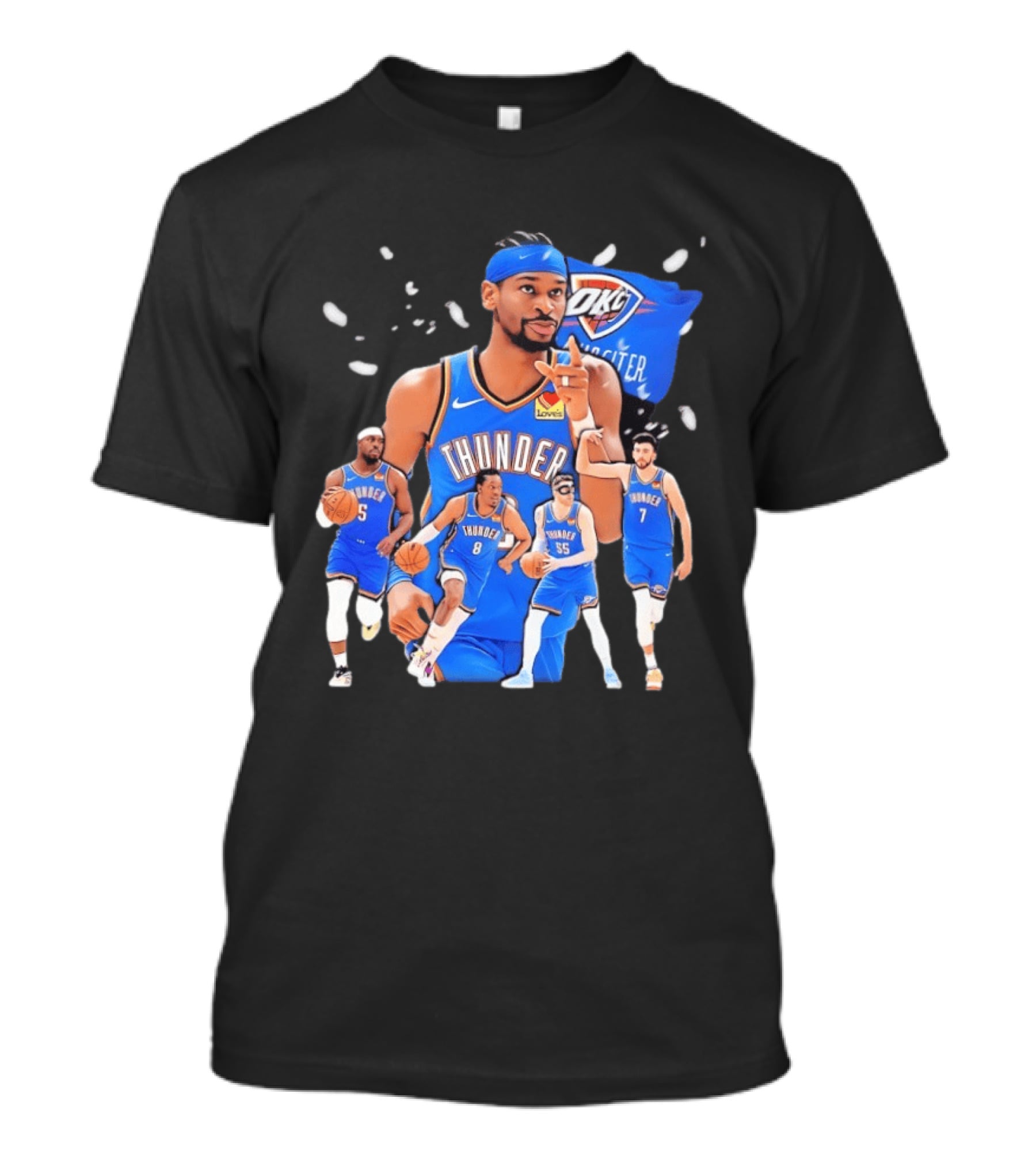Oklahoma City Thunder 2026 NBA Players Collage With OKC Thunder Logo And Basketball Team Members T-Shirt