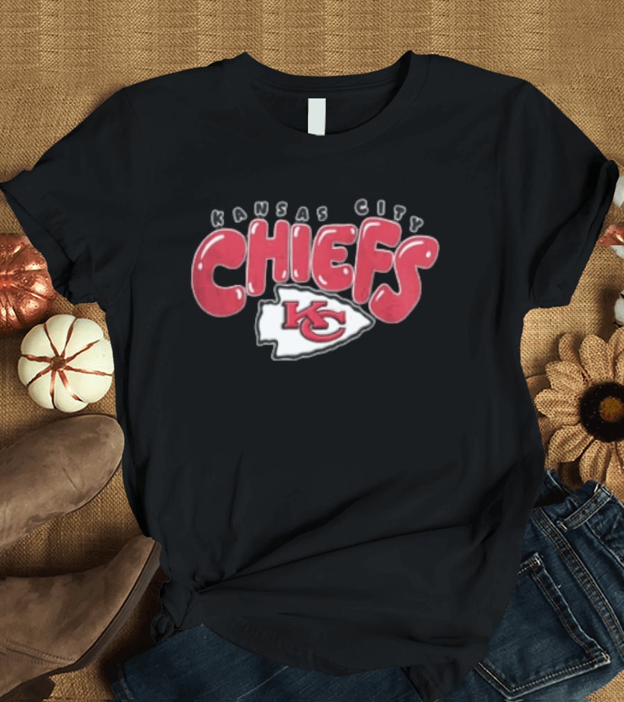 Kansas City Chiefs Red Bubble Lettering Arrowhead KC T-Shirt