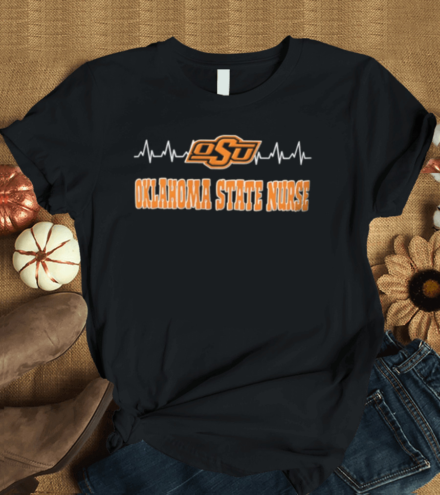 Oklahoma State Cowboys OSU Nurse Heartbeat T-Shirt