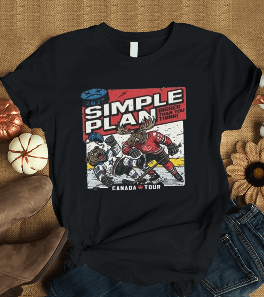2027 Simple Plan Bigger Than You Think Canada Tour Hockey T-Shirt