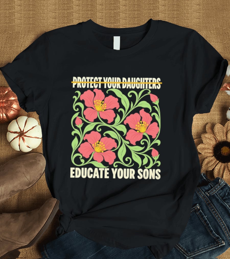 Protect Your Daughters Educate Your Sons Floral Empowerment T-Shirt