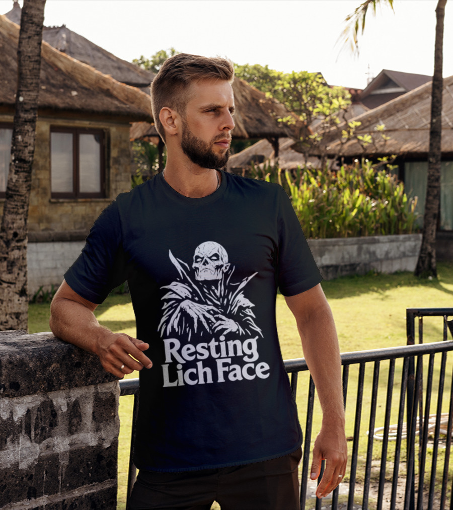 Resting Lich Face Skeleton Halloween 2026 T-Shirt