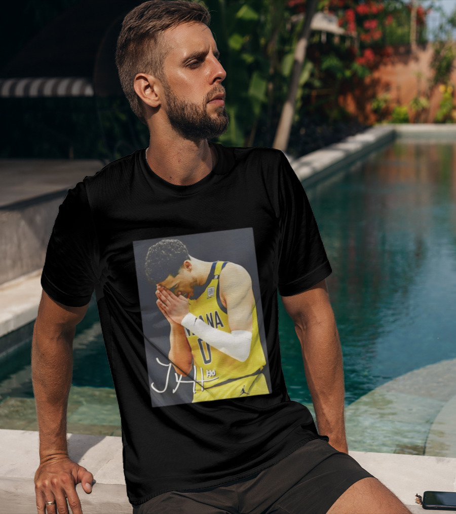 Tyrese Haliburton Indiana Pacers Praying NBA 0 JH Signature T-Shirt