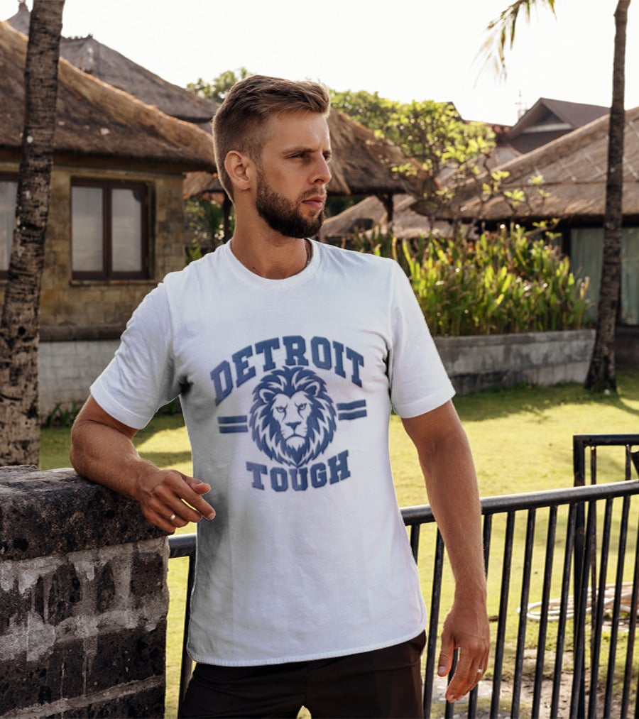 Detroit Tough Blue Lion Head T-Shirt