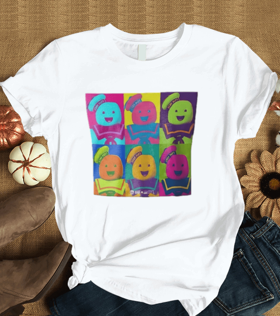 Movie Ghostbusters Stay Puft Marshmallow Man Six Colorful Pop Portraits T-Shirt