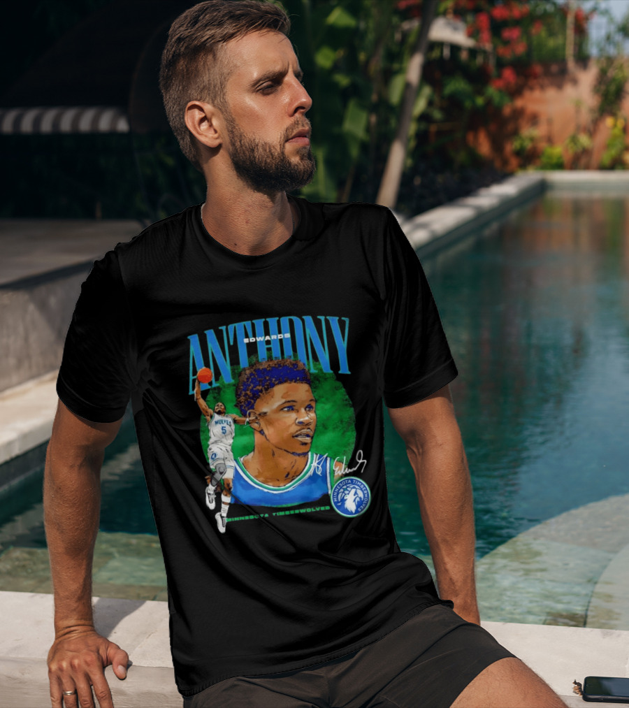 Anthony Edwards No 5 Minnesota Timberwolves Basketball Star Wolves T-Shirt