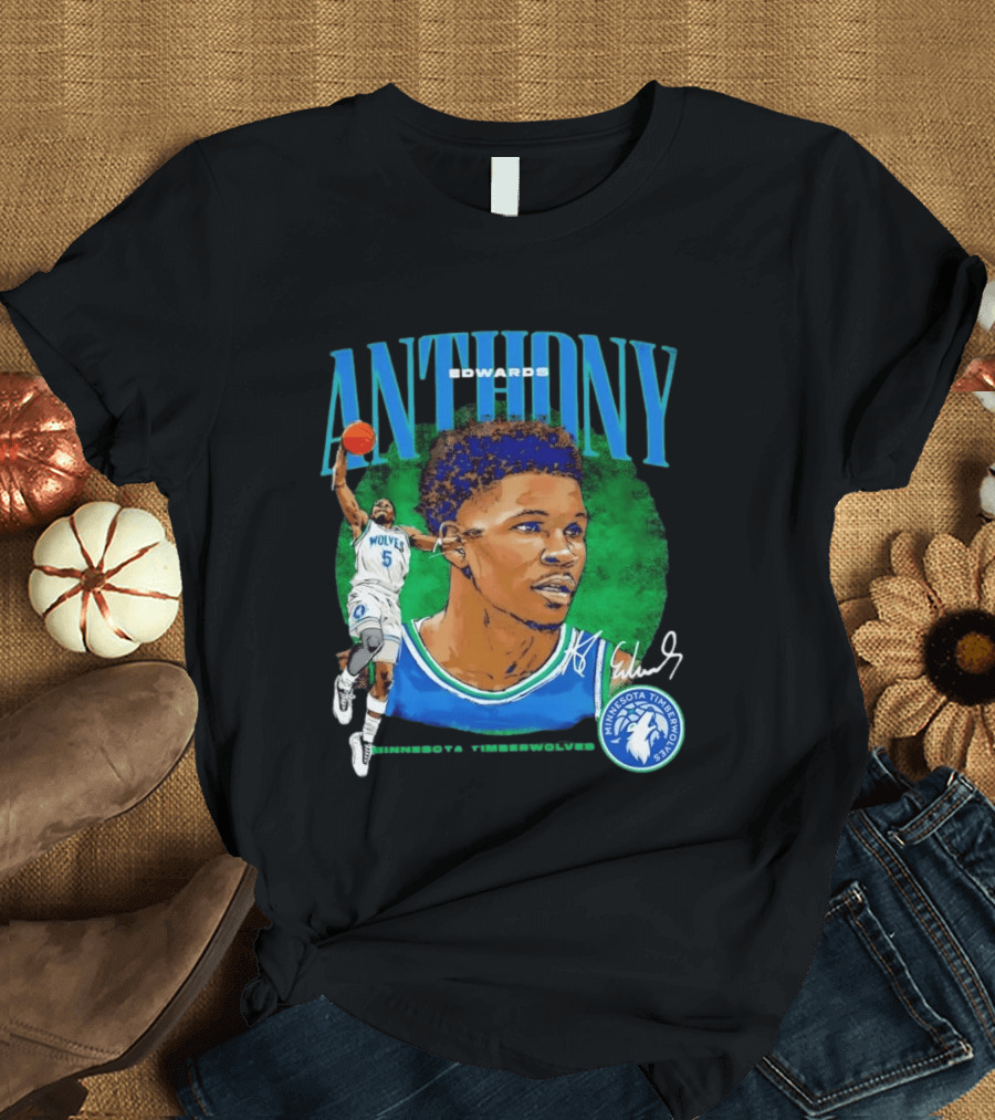 Anthony Edwards No 5 Minnesota Timberwolves Basketball Star Wolves T-Shirt
