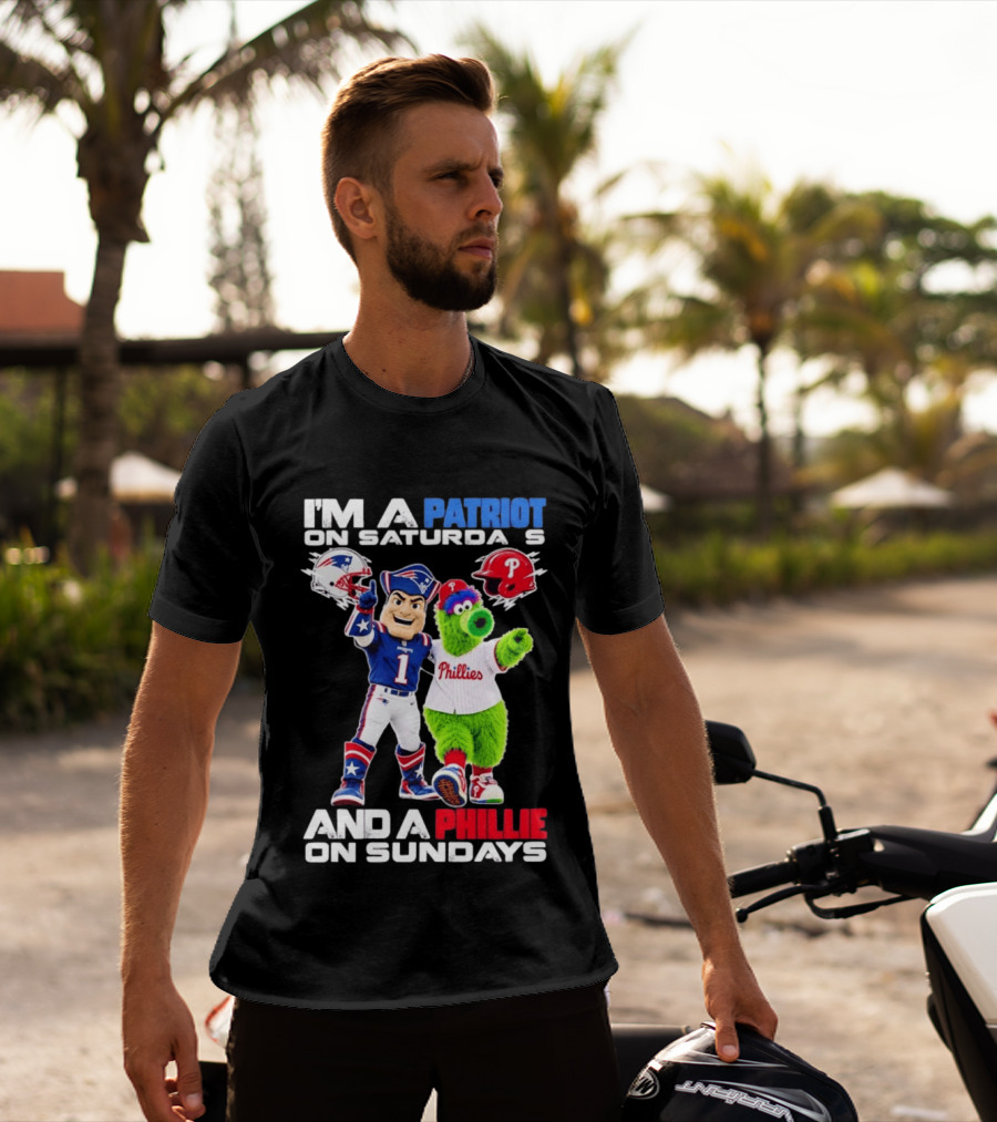 Patriot Saturdays Phillie Sundays Mascots Patriots Phillies T-Shirt