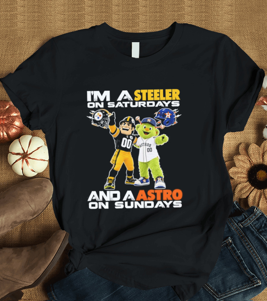 I'm A Steeler On Saturdays And An Astro On Sundays Football And Baseball Mascots T-Shirt