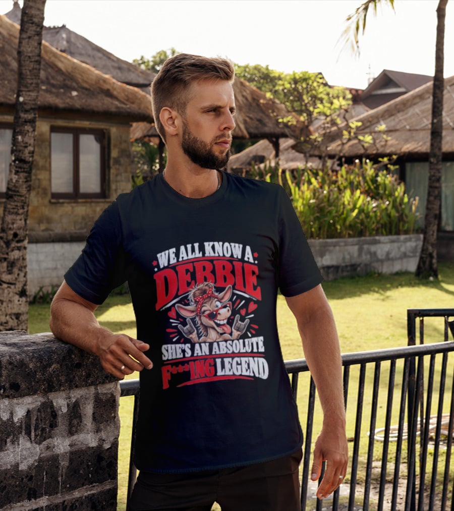 We All Know A Debbie She's An Absolute F***ing Legend Donkey With Hearts And Bandana T-Shirt
