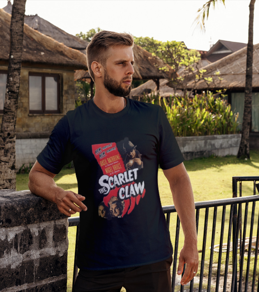 New Thrills New Terror Basil Rathbone Sherlock Holmes Nigel Bruce Dr Watson The Scarlet Claw T-Shirt