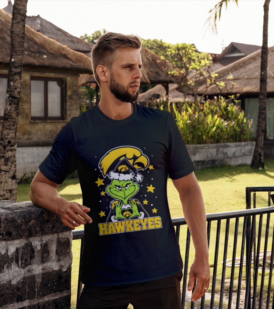 Iowa Hawkeyes Grinch Christmas NCAA Fan Gear T-Shirt