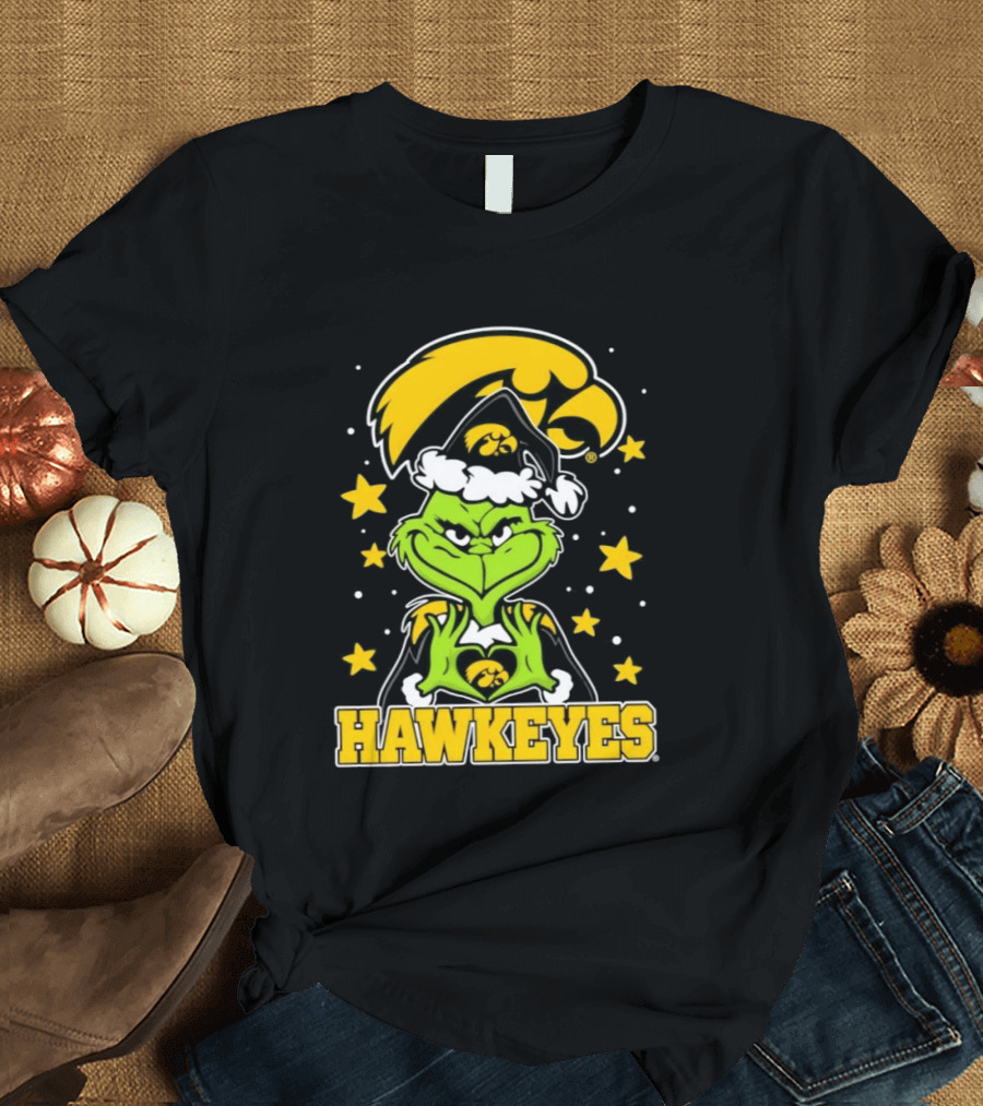 Iowa Hawkeyes Grinch Christmas NCAA Fan Gear T-Shirt