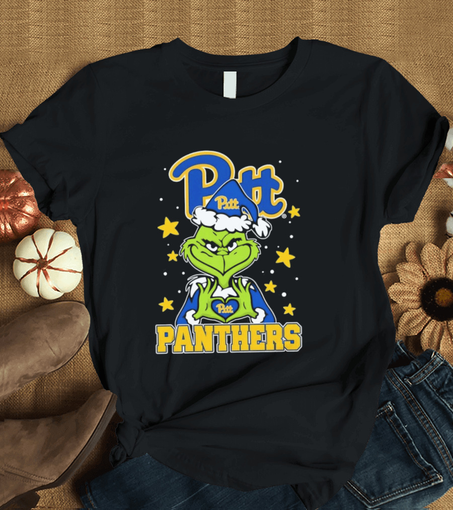 Pitt Panthers The Grinch Heart Hands University Of Pittsburgh T-Shirt