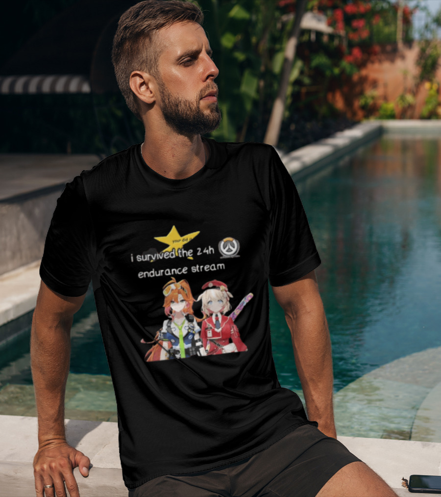 Over I Survived The 24h Endurance Stream Two Anime Girls T-Shirt