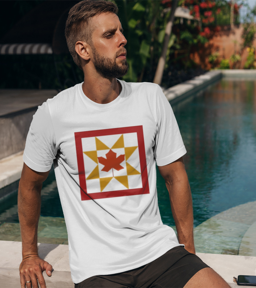 Kentucky Fall Quilt Maple Leaf Star Patchwork T-Shirt