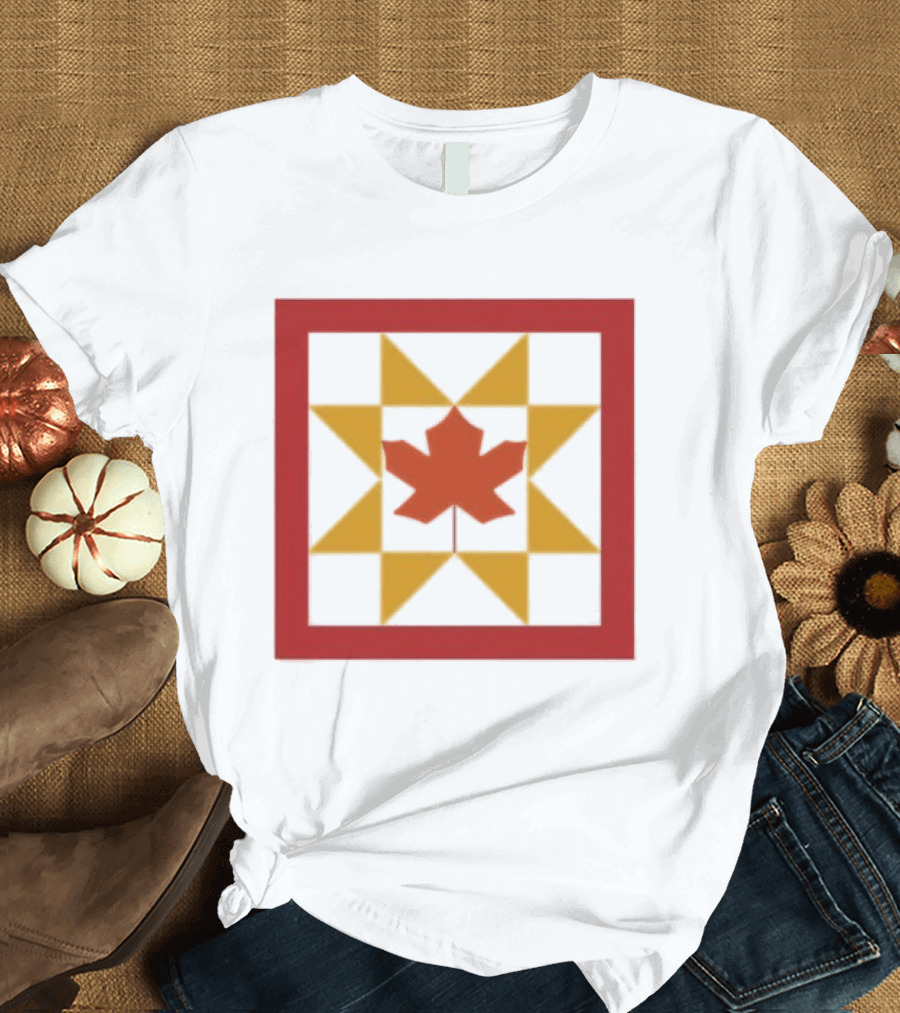 Kentucky Fall Quilt Maple Leaf Star Patchwork T-Shirt