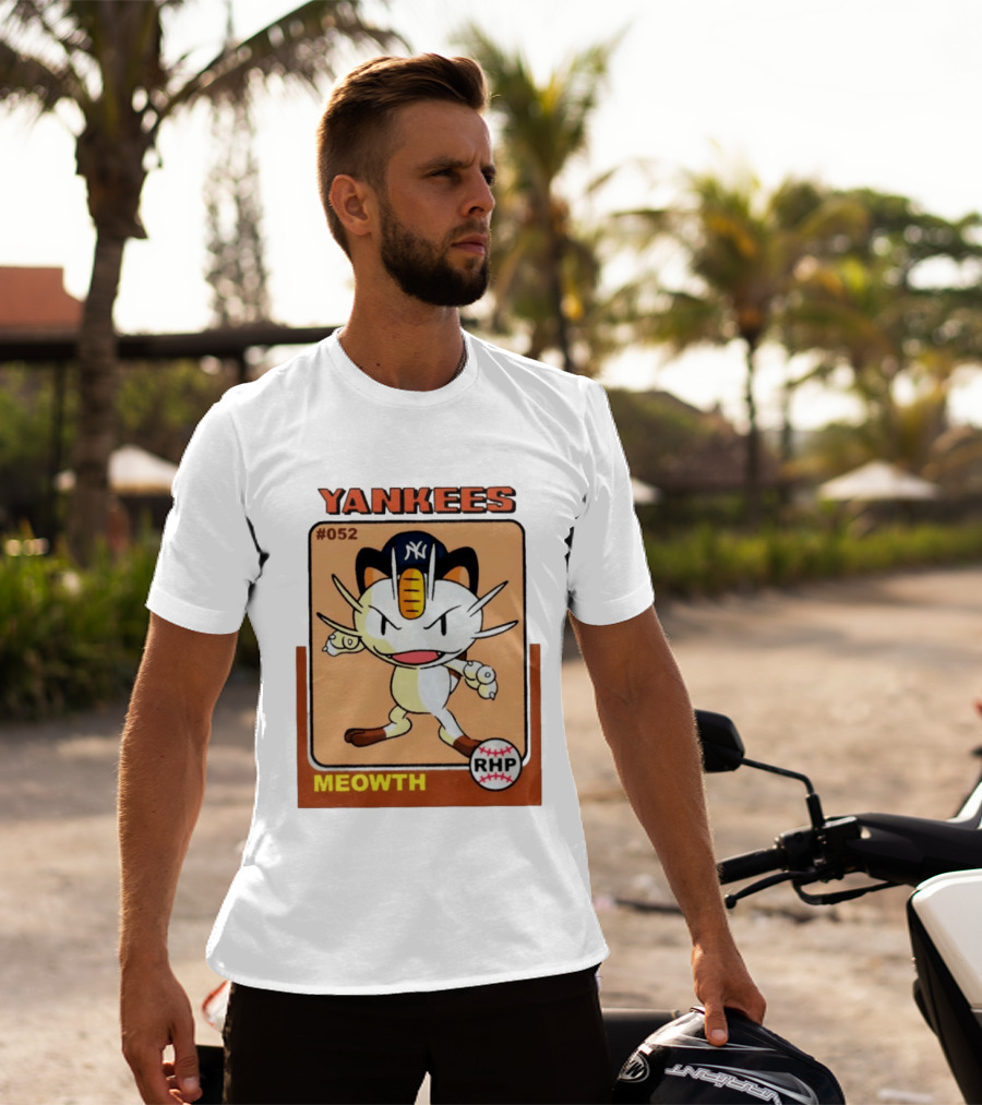 Yankees Meowth #052 RHP Baseball Card T-Shirt