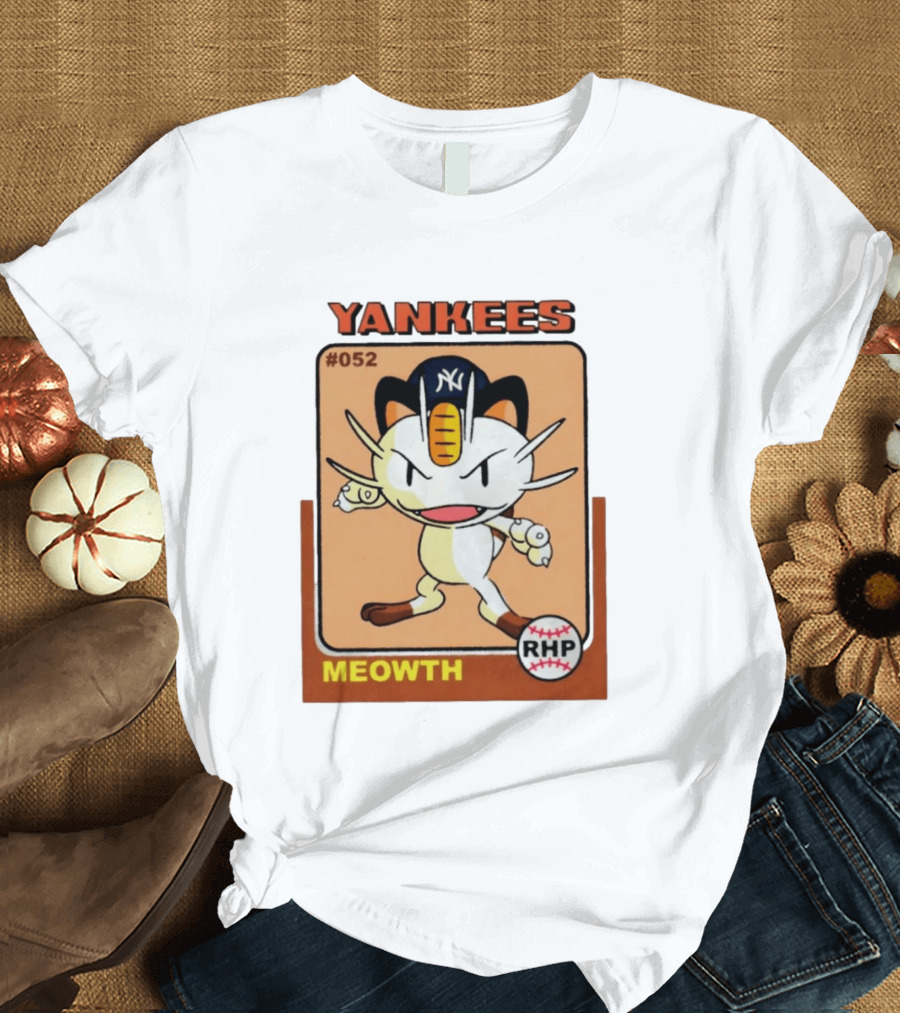 Yankees Meowth #052 RHP Baseball Card T-Shirt