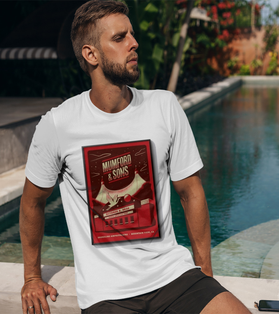 Mumford And Sons North American Tour Shoreline Amphitheatre Mountain View CA October 8 2026 Reprint T-Shirt
