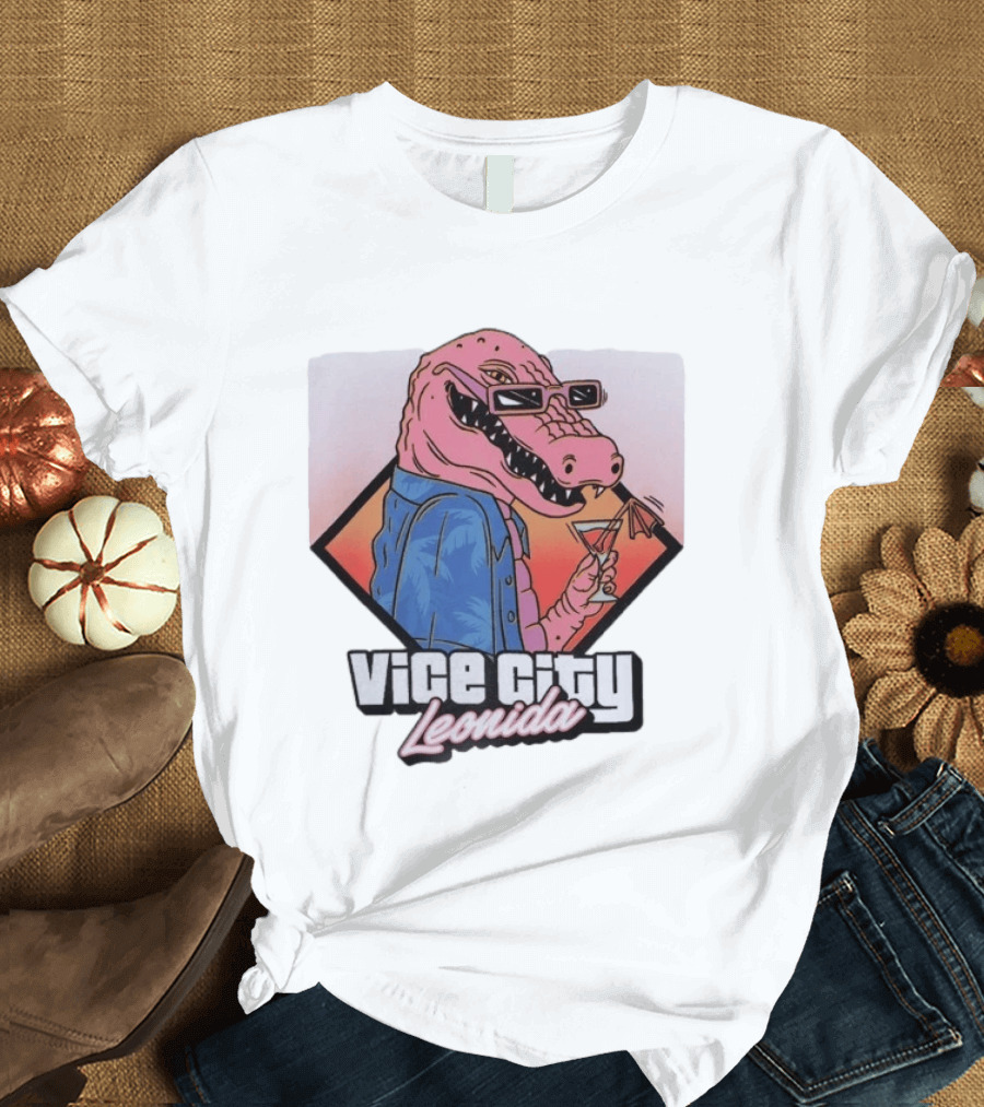 Grand Theft Auto Vice City Leonida Gator With Cocktail Rockstar Games VI T-Shirt