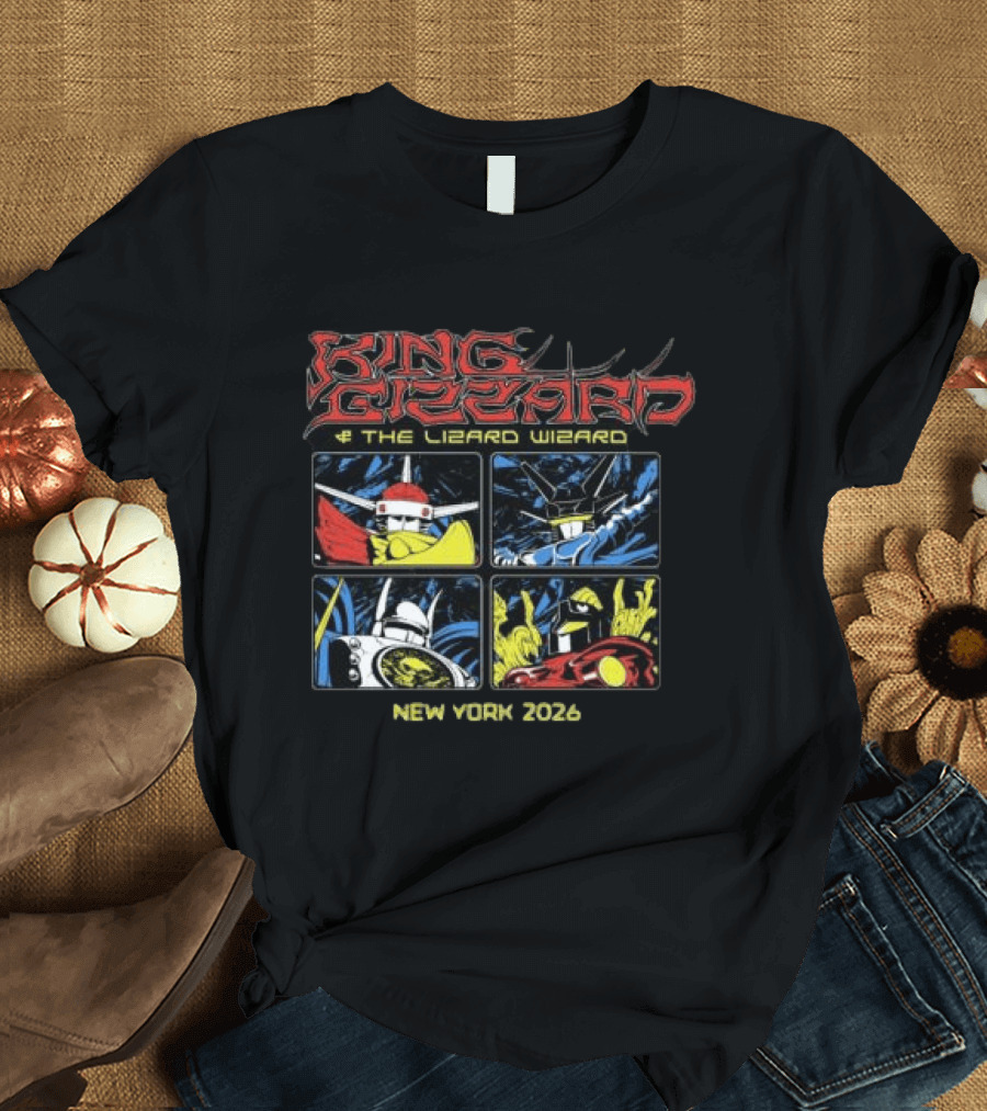 King Gizzard And The Lizard Wizard New York 2023 Robots Comic T-Shirt