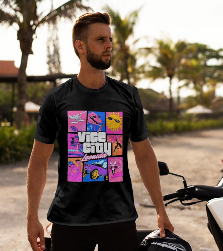 Vice City Leonida Sun Shades Crocodile Pink Car T-Shirt