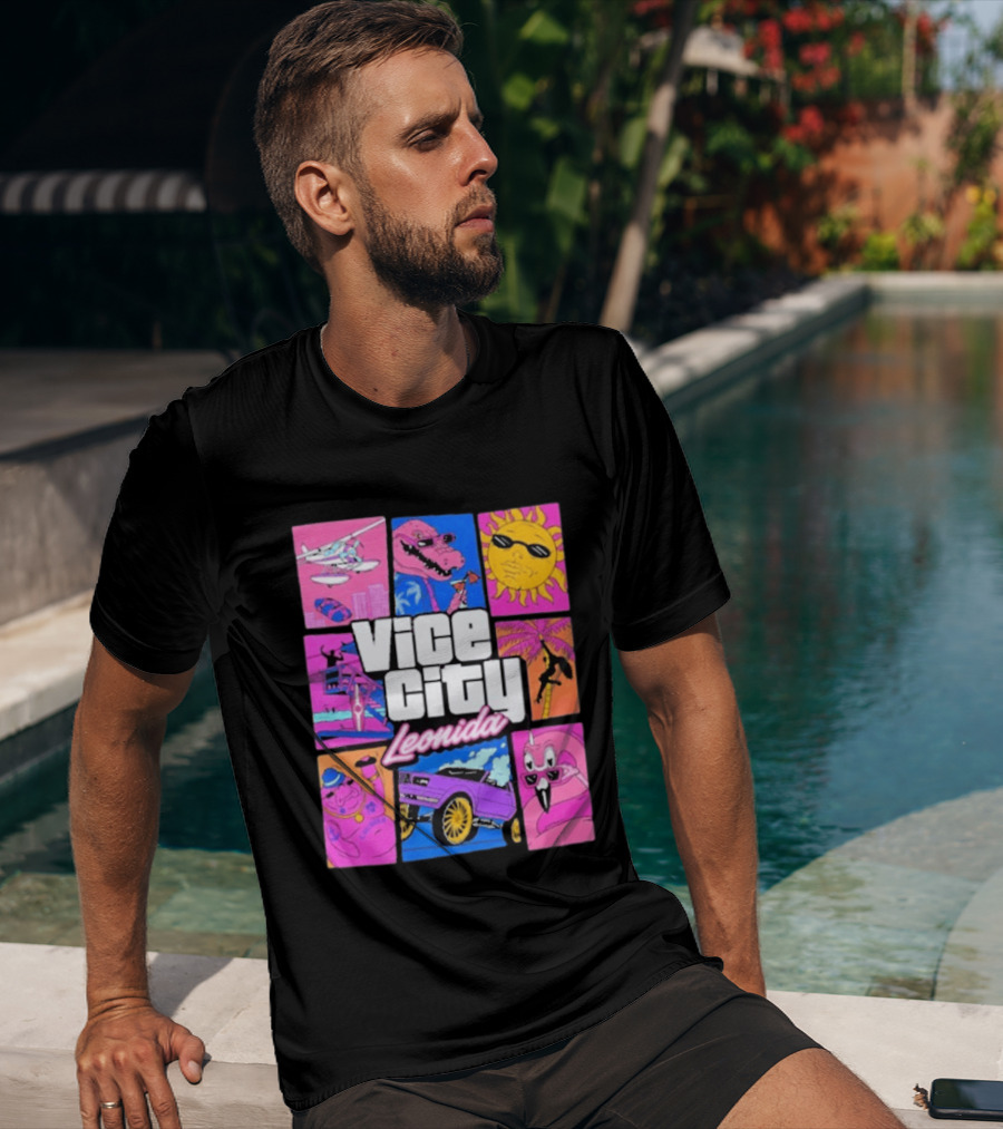 Vice City Leonida Sun Shades Crocodile Pink Car T-Shirt