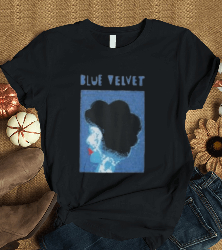 Blue Velvet Afro Silhouette Red Lips T-Shirt