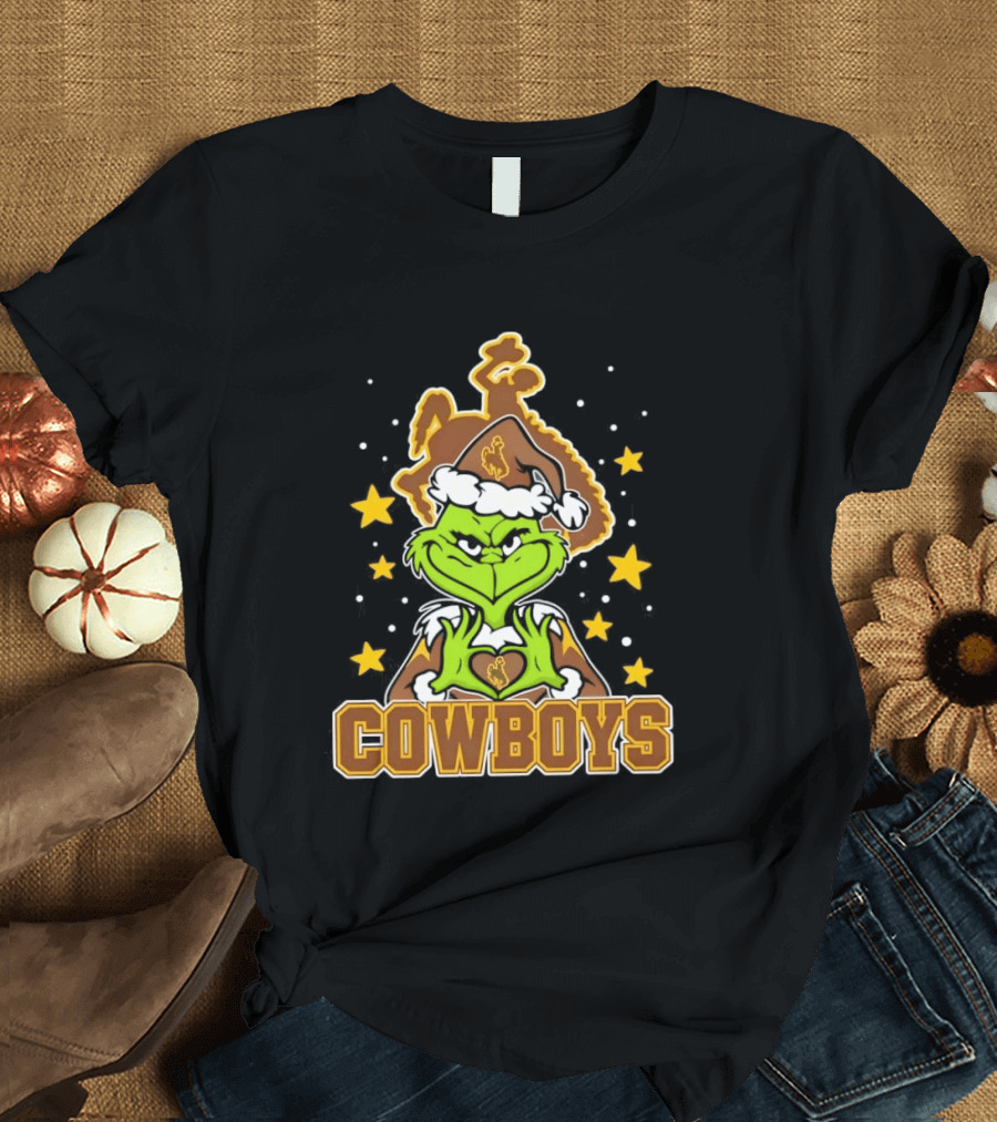 Grinch Cowboys Christmas Wyoming College Football T-Shirt