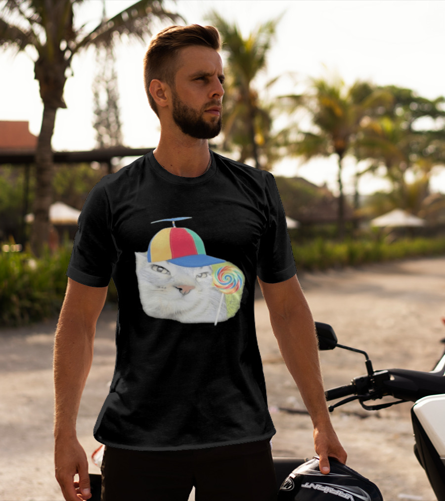 Silly Kitty Cat Candy Rainbow Cap Lollipop T-Shirt