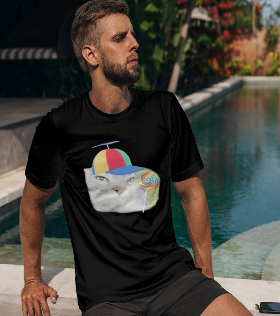 Silly Kitty Cat Candy Rainbow Cap Lollipop T-Shirt