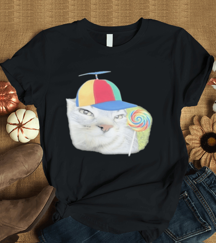 Silly Kitty Cat Candy Rainbow Cap Lollipop T-Shirt