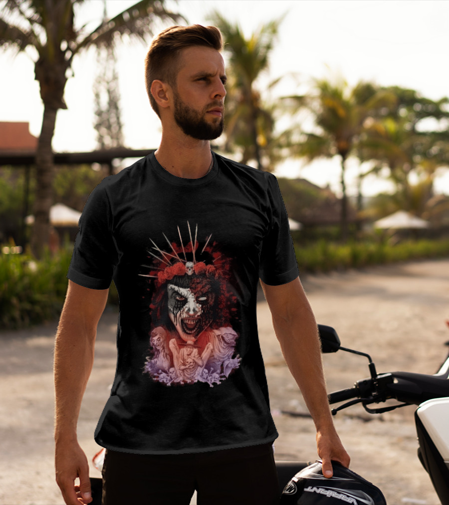 Universal Halloween Horror Nights 2026 Masked Horror Queen And Ghoulish Figures T-Shirt