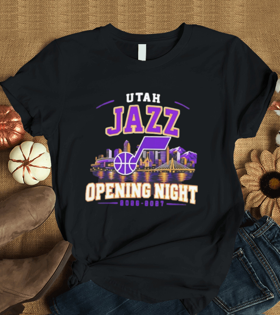 Utah Jazz NBA Opening Night 2026 2027 Skyline T-Shirt