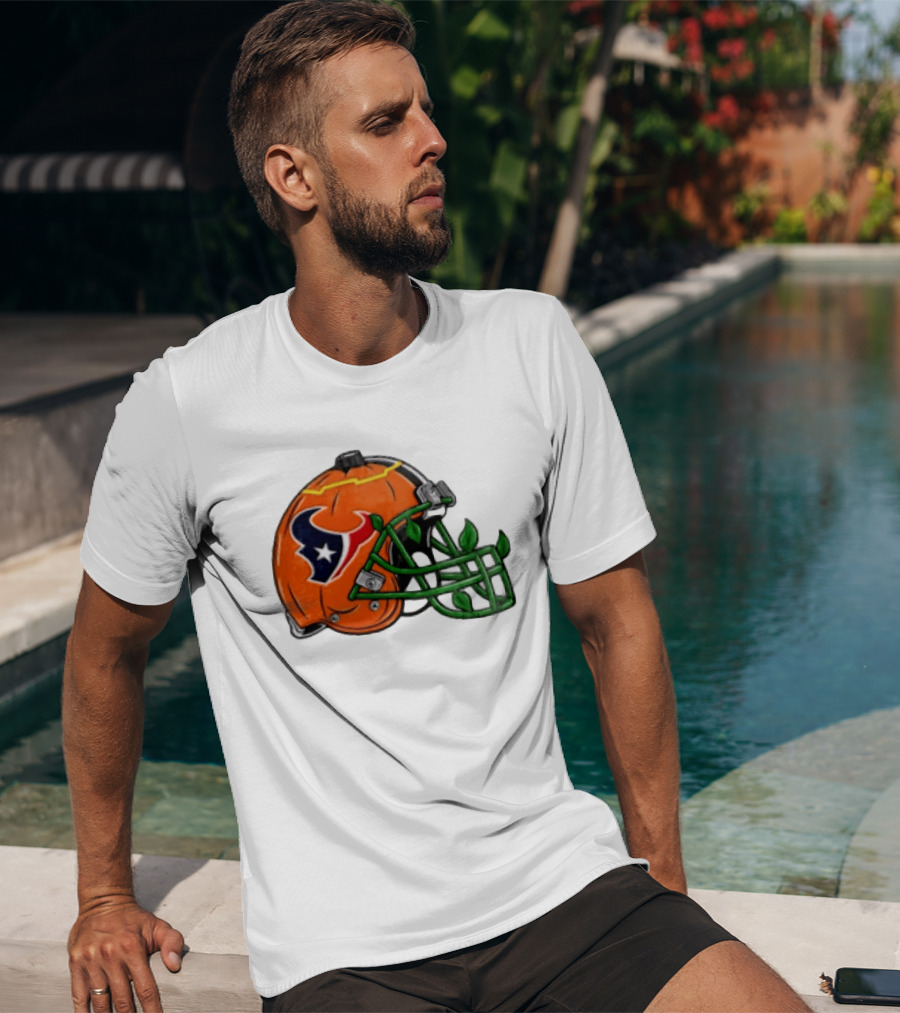 Houston Texans Pumpkin Helmet Halloween Football Fan T-Shirt